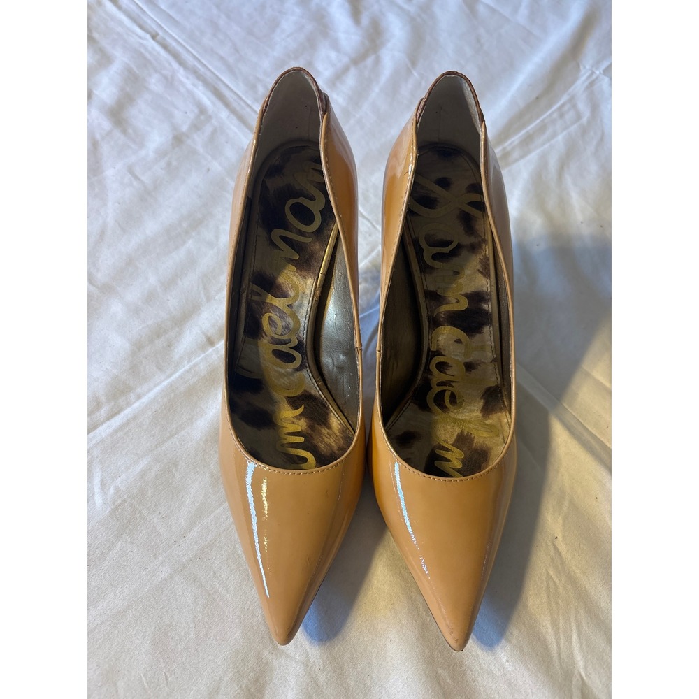 Sam Edelman Danielle Pump Womens 8M Tan Good Patent Metal Heel B3463L5901